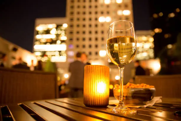drinks on a rooftop at night